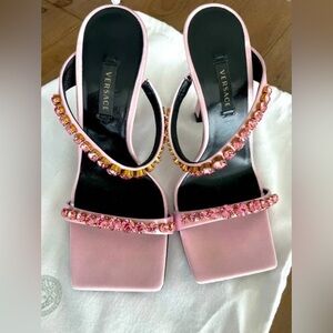 NEW Versace pink crystalline embellished heel